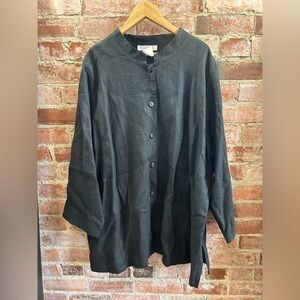 Silhouettes Black linen Tunic Shirt Xl/28 100%linen
